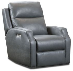 Kendall Ash Leather Rocker Power Recliner with Lumbar and USB Charging