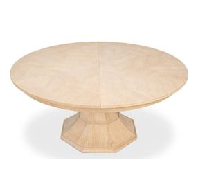 Giselle Jupe Bleached Oak 86" Extendable Round Dining Table