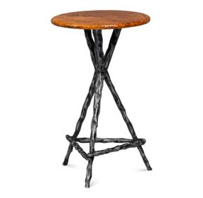 Pewter Leaf Brown and Gray Round Planter's Table