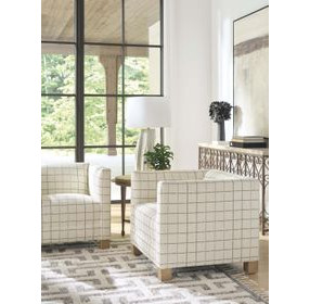 Chandler Beige and Brown Upholstered Accent Chair by Barclay Butera