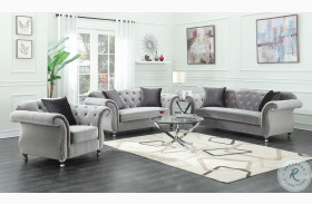 Frostine Silver Velvet Living Room Set