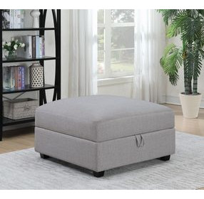 Cambria Gray Upholstered Square Storage Ottoman