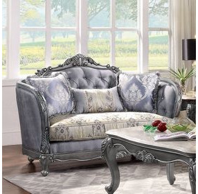 Ariadne Platinum 65" Loveseat with Pillows
