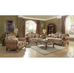 Ragenardus Fabric and Vintage Oak 71" Loveseat with 2 Pillows