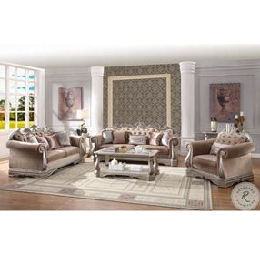 Northville Velvet and Antique Silver 78" Loveseat with 4 Pillows