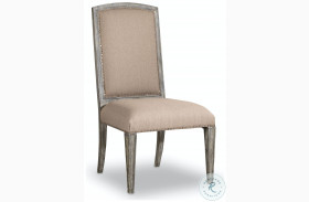 True Vintage Beige Leather Upholstered Side Chair Set of 2