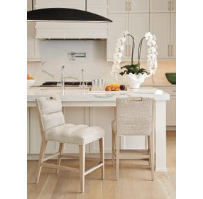 Sunset Key Greer Channeled Beige Upholstered Counter Height Stool