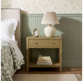 Nora Light Oak 1 Drawer Wide Nightstand
