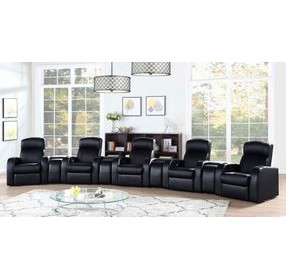 Cyrus Black Top Grain Leather 9 Piece Home Theater Seating