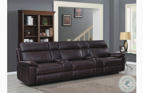 Albany Brown Power Reclining With Power Headrest 3 Seater Home Theater