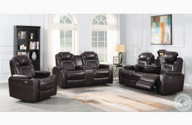 Korbach Espresso Power Reclining Living Room Set With Drop Down Table Power Headrest