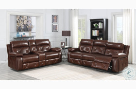 Chester Chocolate Leather Power Reclining Living Room Set With Power Headrest