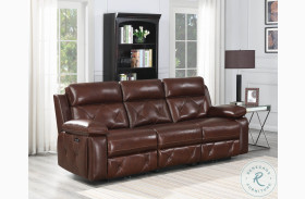 Chester Chocolate Leather Power Reclining Sofa With Power Headrest