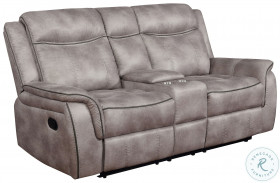 Lawrence Taupe Reclining Console Loveseat