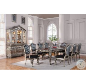 Chantelle Silver Gray Silk-Like Fabric and Antique Platinum Arm Chair Set of 2