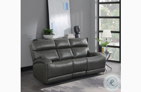 Longport Charcoal Power Reclining Leather Sofa