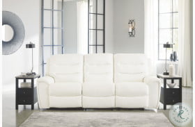 Warlin White Power Reclining Sofa With Adjustable Headrest