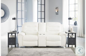 Warlin White Power Reclining Console Loveseat With Adjustable Headrest
