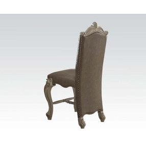 Versailles Vintage Gray Upholstered Counter Height Chair with Nailhead Trim Set of 2