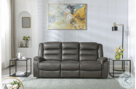 Welota Grey Reclining Sofa With Drop Down Table