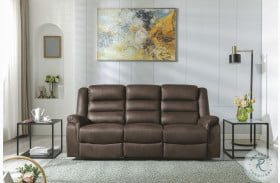 Welota Brown Reclining Sofa With Drop Down Table