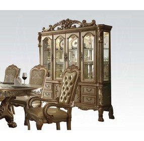 Dresden Gold Patina 6 Door Buffet and Hutch with LED