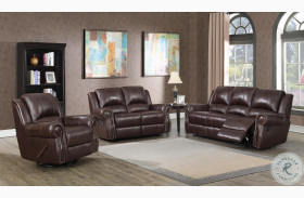 Sir Rawlinson Dark Brown Leather Reclining Living Room Set