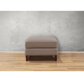 Arden Taupe Leather Upholstered Rectangular Ottoman