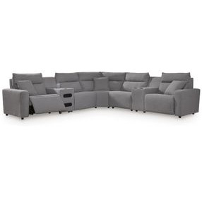 Modmax II Salt and Pepper Performance Fabric 7 Piece Modular Power Reclining Sectional with USB Charging
