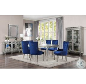 Varian Mirrored and Antique Platinum 90" Extendable Rectangular Dining Table
