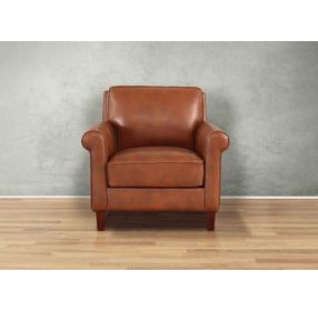 Lachlan Nutmeg Leather Upholstered Accent Chair