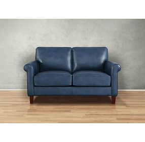 Lachlan Navy Leather 60" Loveseat