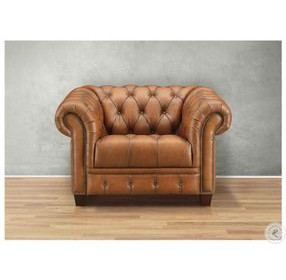 Haworth Saddle Leather Upholstered Accent Chair with Nailhead Trim