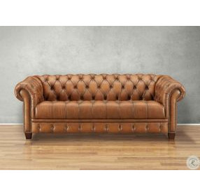 Haworth Saddle Leather 88" Sofa with Nailhead Trim