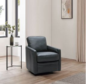 Turner Forest Green Leather Upholstered Swivel Glider Accent Chair
