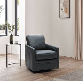 Turner Forest Green Leather Upholstered Swivel Glider Accent Chair