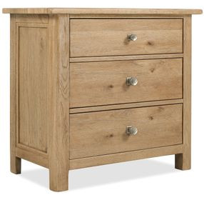 Driftwood Light Brown 3 Drawer Nightstand with USB Charging