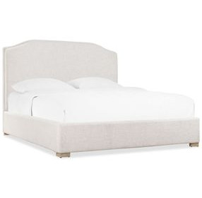 Driftwood Beige Upholstered King Panel Bed
