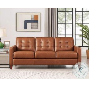 Cassian Nutmeg Leather 80" Sofa