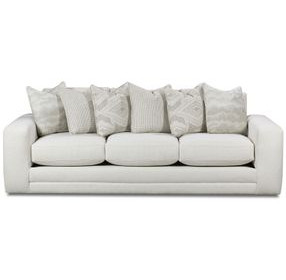 Hobnob Cotton Off White Performance Fabric Track Arms 98" Sofa