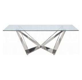 Dekel Stainless Steel Rectangular Glass Top Dining Room Set