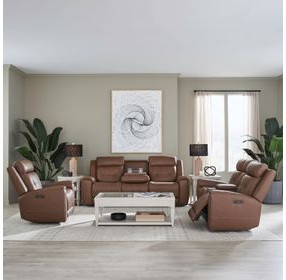 Beckham Aline Saddle Leather Glider Power Recliner with USB Charging