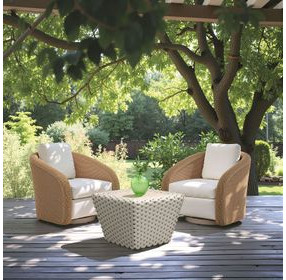 Solara Ivory Upholstered Outdoor Swivel Accent Chair