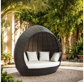Marisol Brown and Beige Upholstered Outdoor Beach Daybed
