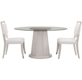 Korey White Wash Mindi 48" Round Glass Top Dining Table