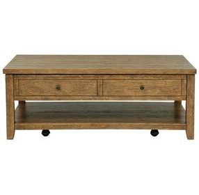 Payne Distressed Brown Rectangular Lift Top Occassional Table Set