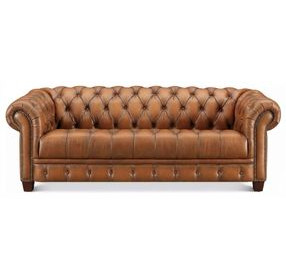Haworth Saddle Leather Living Room Set with Nailhead Trim