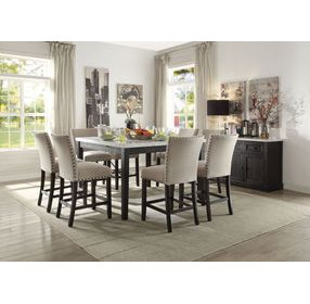 Nolan White and Salvage Dark Oak 54" Square Marble Top Counter Height Table