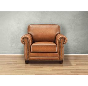 Colwyn Saddle Leather Upholstered Accent Chair with Nailhead Trim