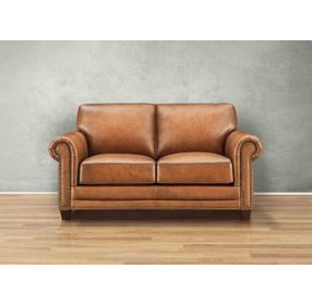 Colwyn Saddle Leather 67" Loveseat with Nailhead Trim